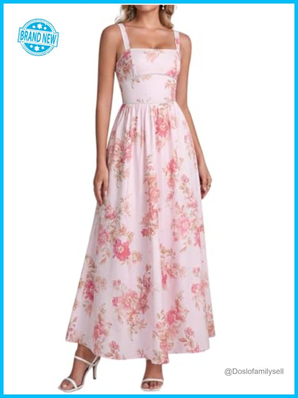 Floral Maxi Dress Lace Up Back Corset A-Line Wedding Guest Sundress